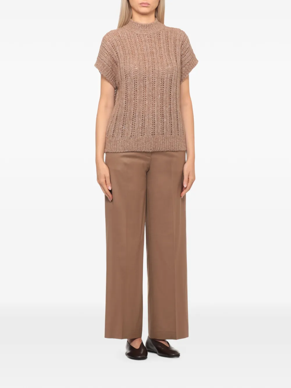 Peserico Opengebreide trui Beige