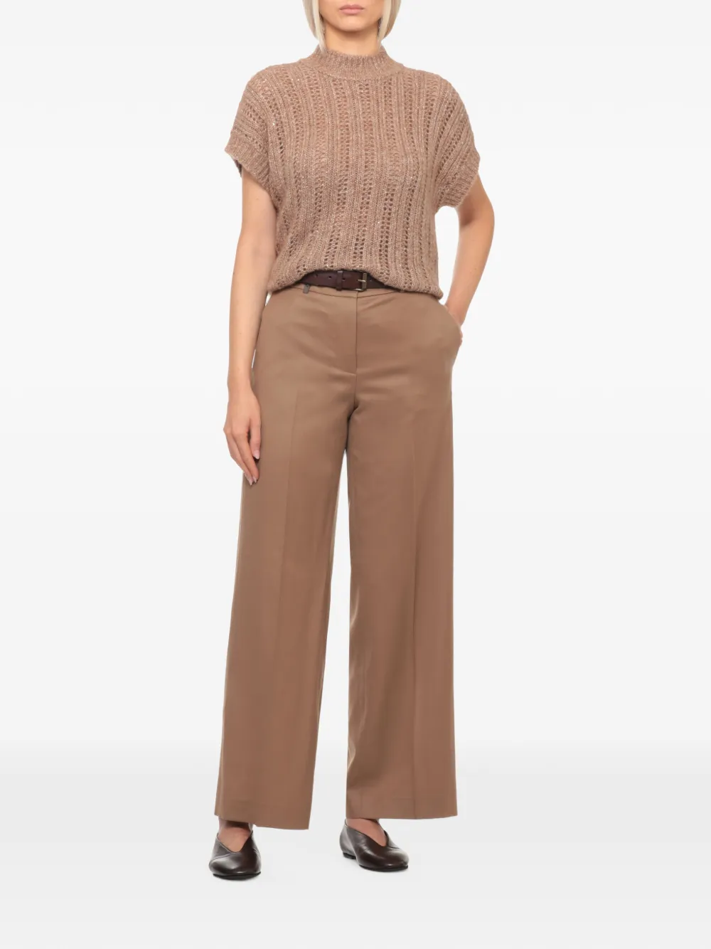 Peserico Opengebreide trui Beige