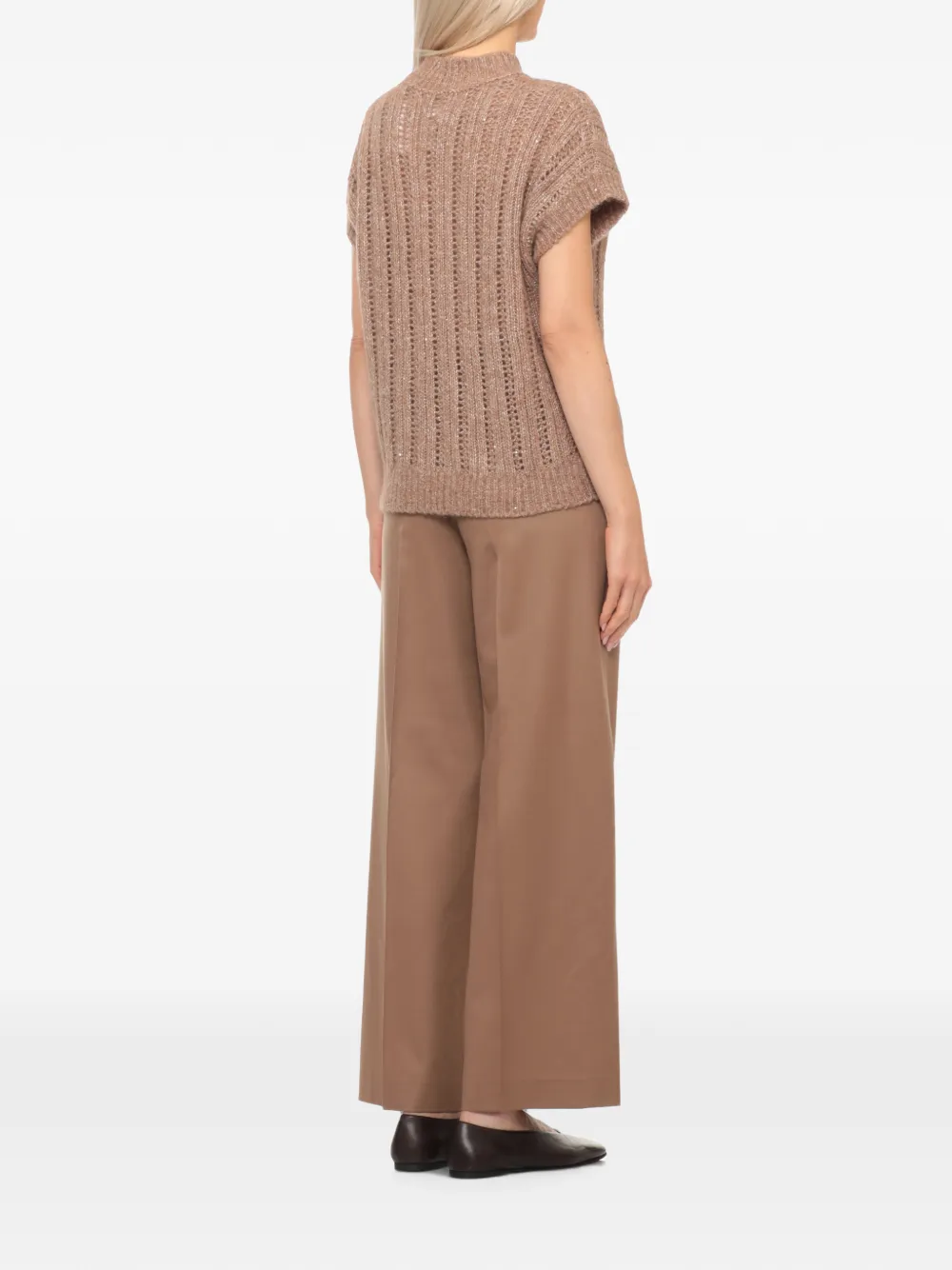 Peserico Opengebreide trui Beige