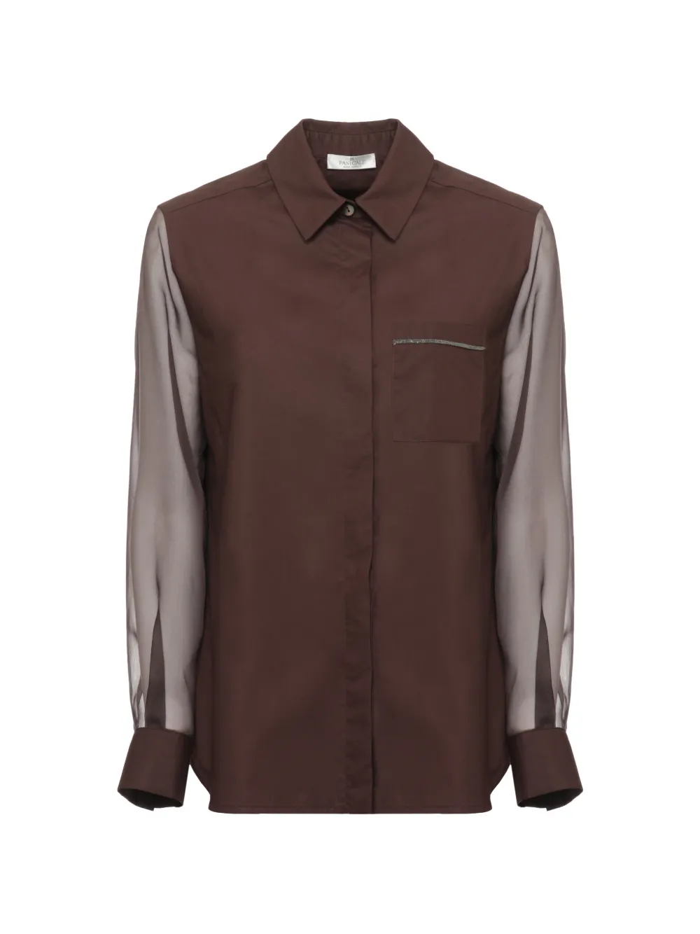 PANICALE sheer-sleeve button-back shirt