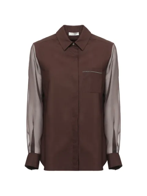 PANICALE sheer-sleeve button-back shirt