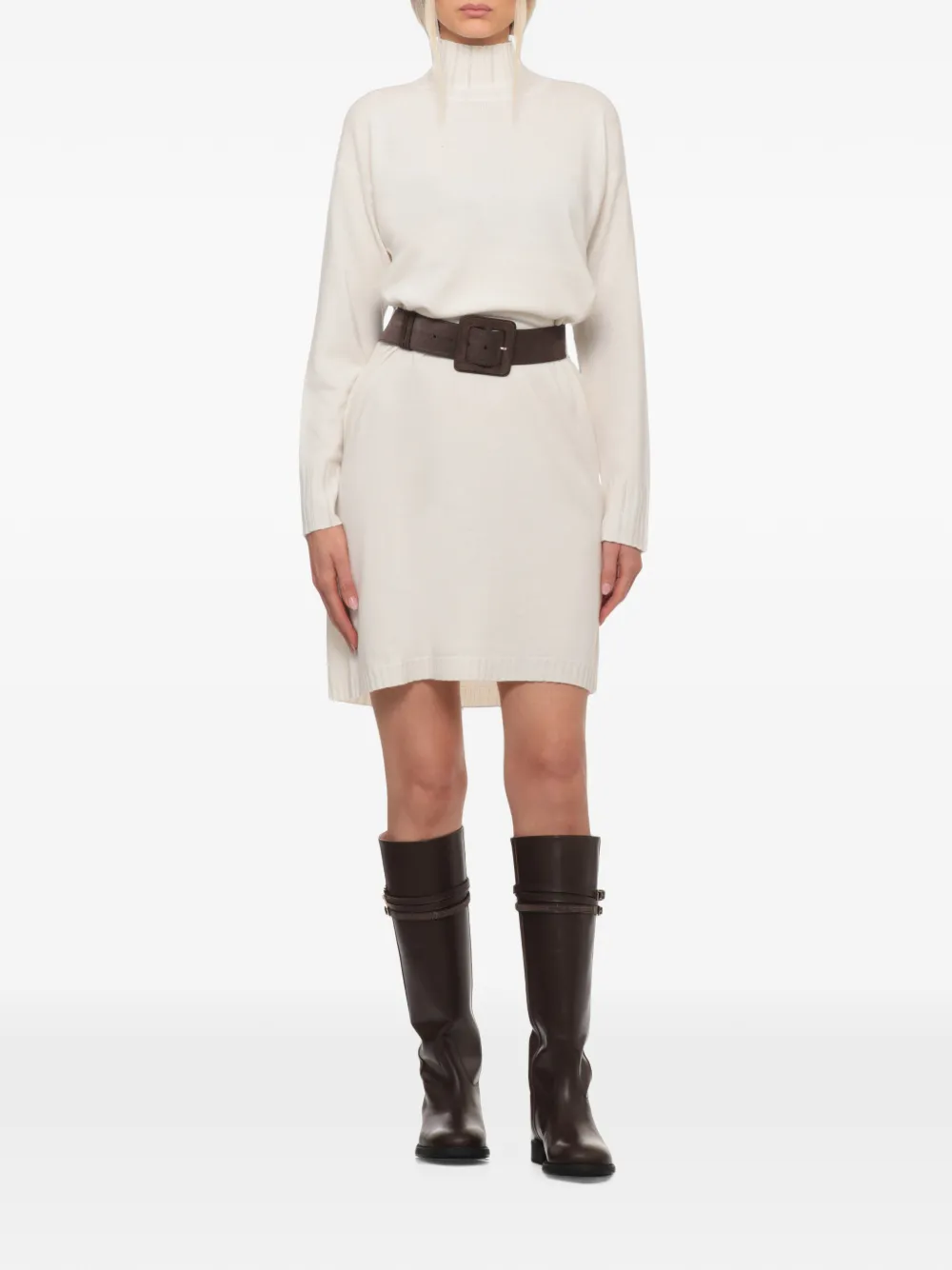 Fabiana Filippi Platinum gebreide mini-jurk met geribbelde afwerking Wit