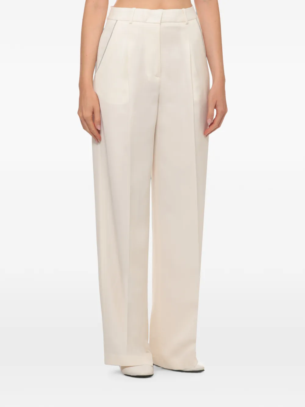 Peserico Aurea broek met monili-afwerking Beige