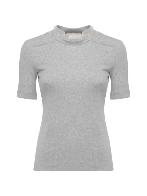 PANICALE organza-collar short-sleeved T-shirt