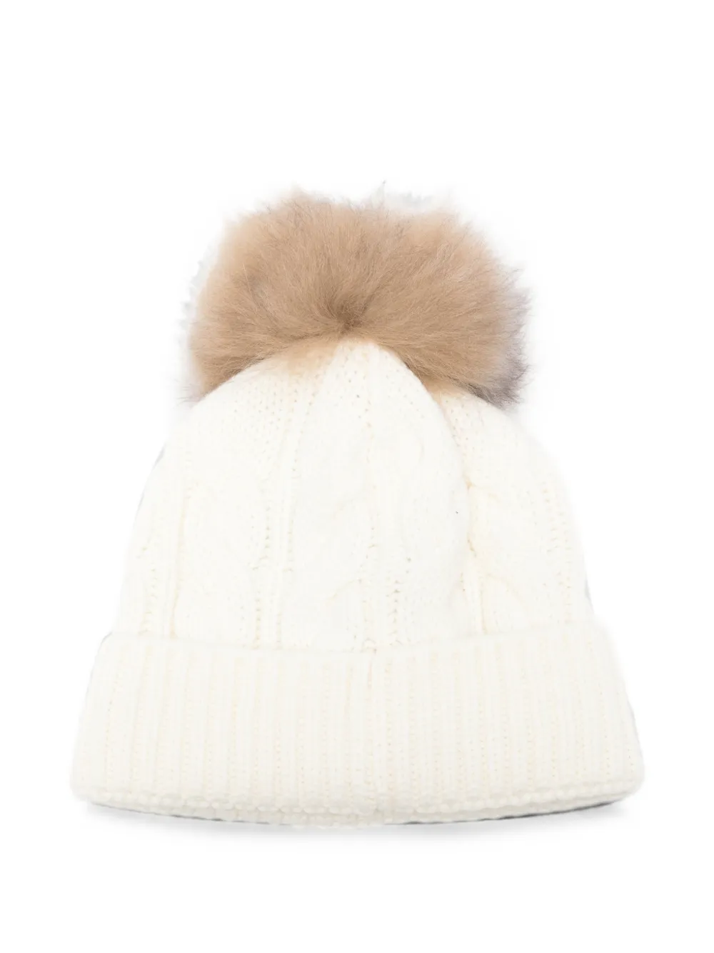Moncler Grenoble cable-knit pompom beanie hat Beige