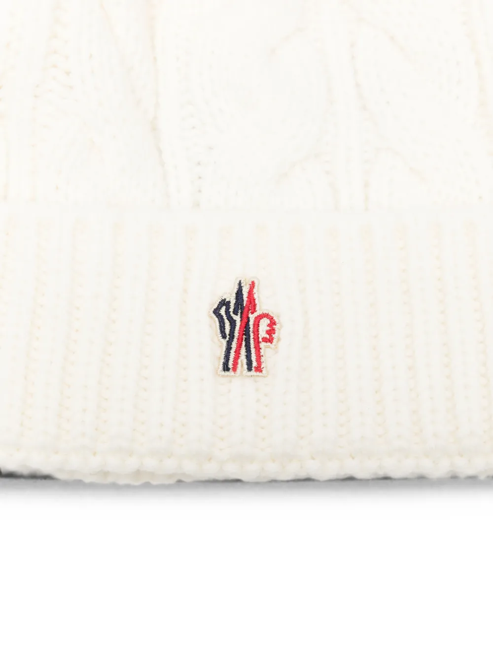Moncler Grenoble cable-knit pompom beanie hat Beige