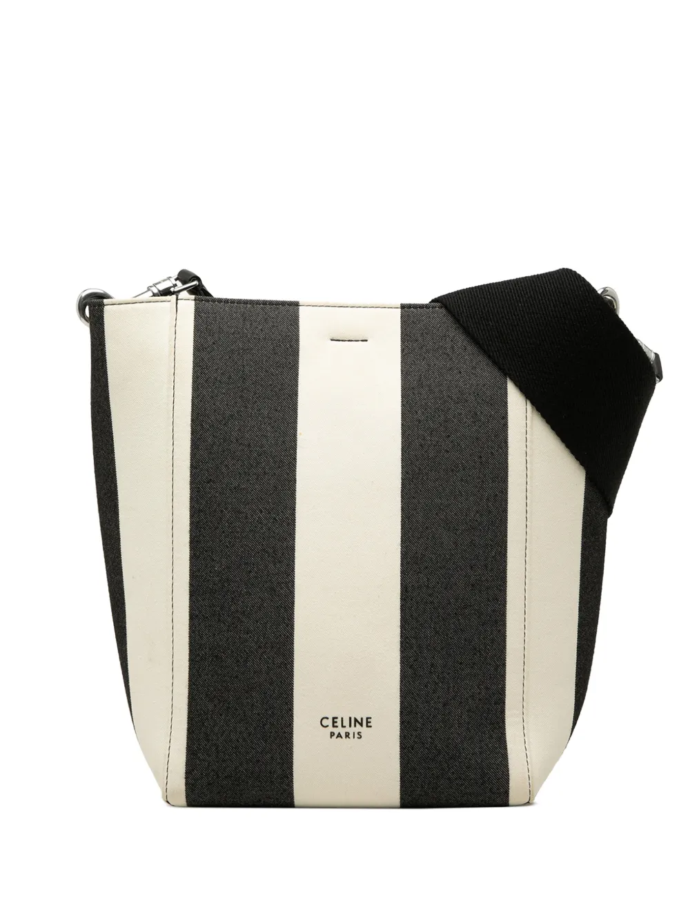 Celine Pre-Owned petit sac seau Seau Sangle en toile à rayures (2019) - Noir Celine Pre-Owned petit sac seau Seau Sangle en toile à rayures (2019) - Noir