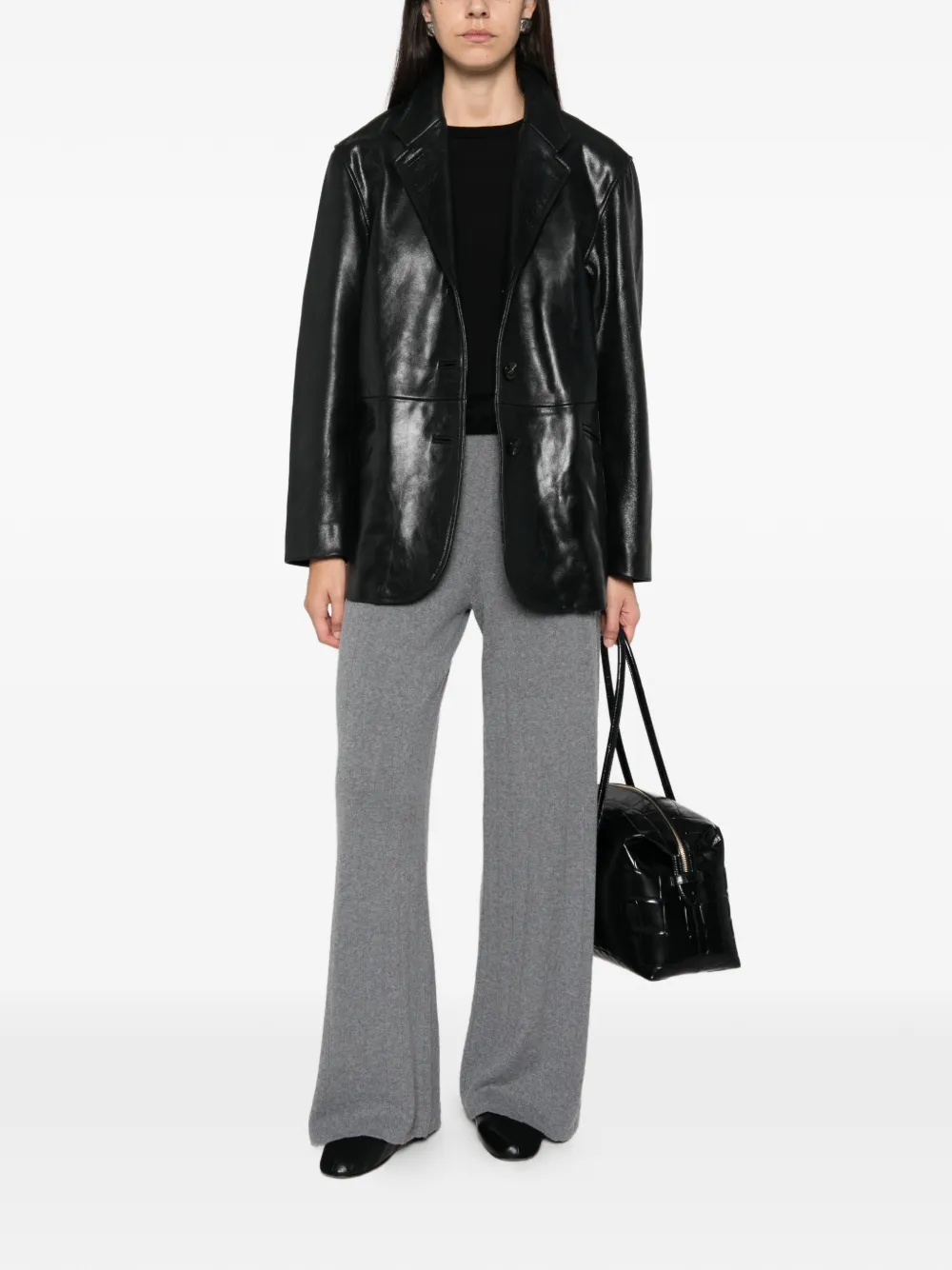 Lisa Yang Shannen ribgebreide straight broek Grijs