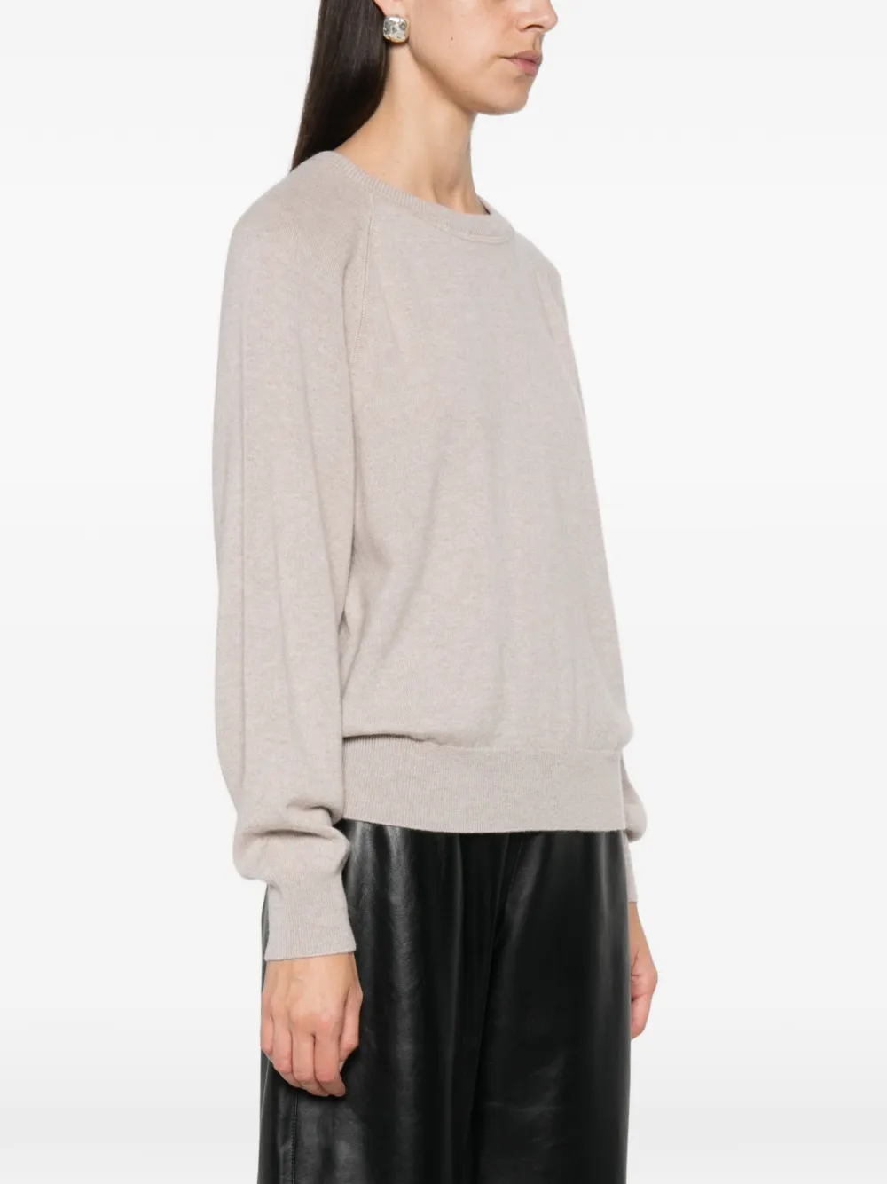 Lisa Yang Cambrie trui met raglan mouwen en uitgesneden details Beige