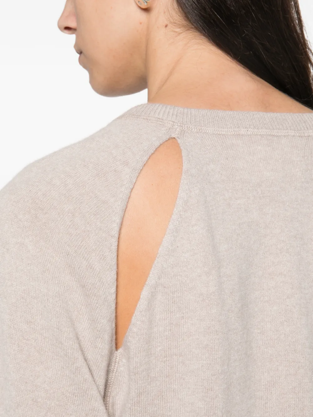 Lisa Yang Cambrie trui met raglan mouwen en uitgesneden details Beige