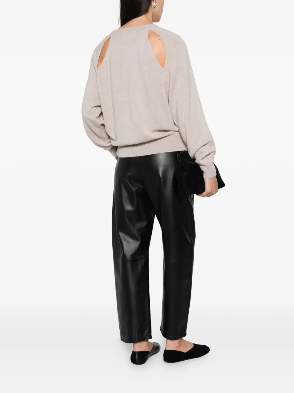 Lisa Yang Cambrie trui met raglan mouwen en uitgesneden details Beige