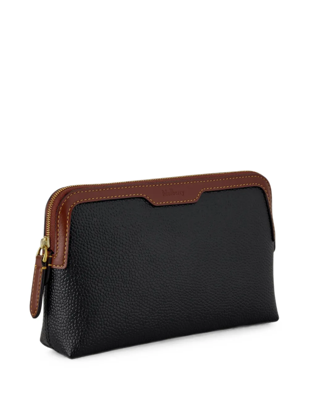 Mulberry Make-uptas van leer met textuur Zwart