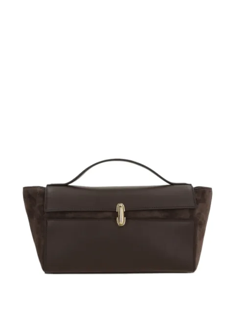 Savette  Symmetry Trapeze suede-panelled clutch bag