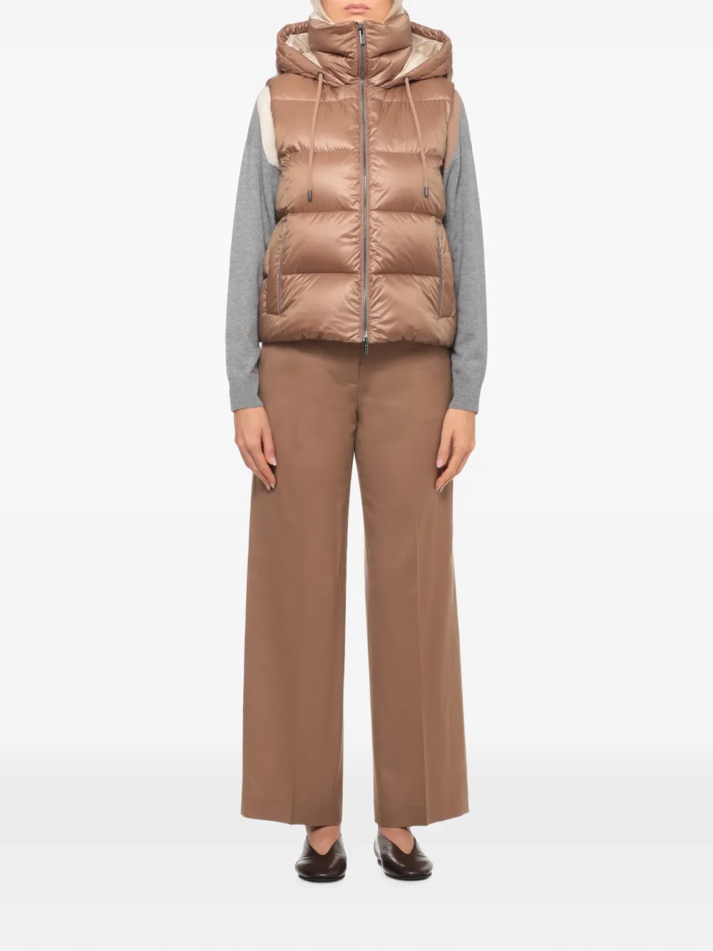 Peserico Bodywarmer met capuchon Bruin