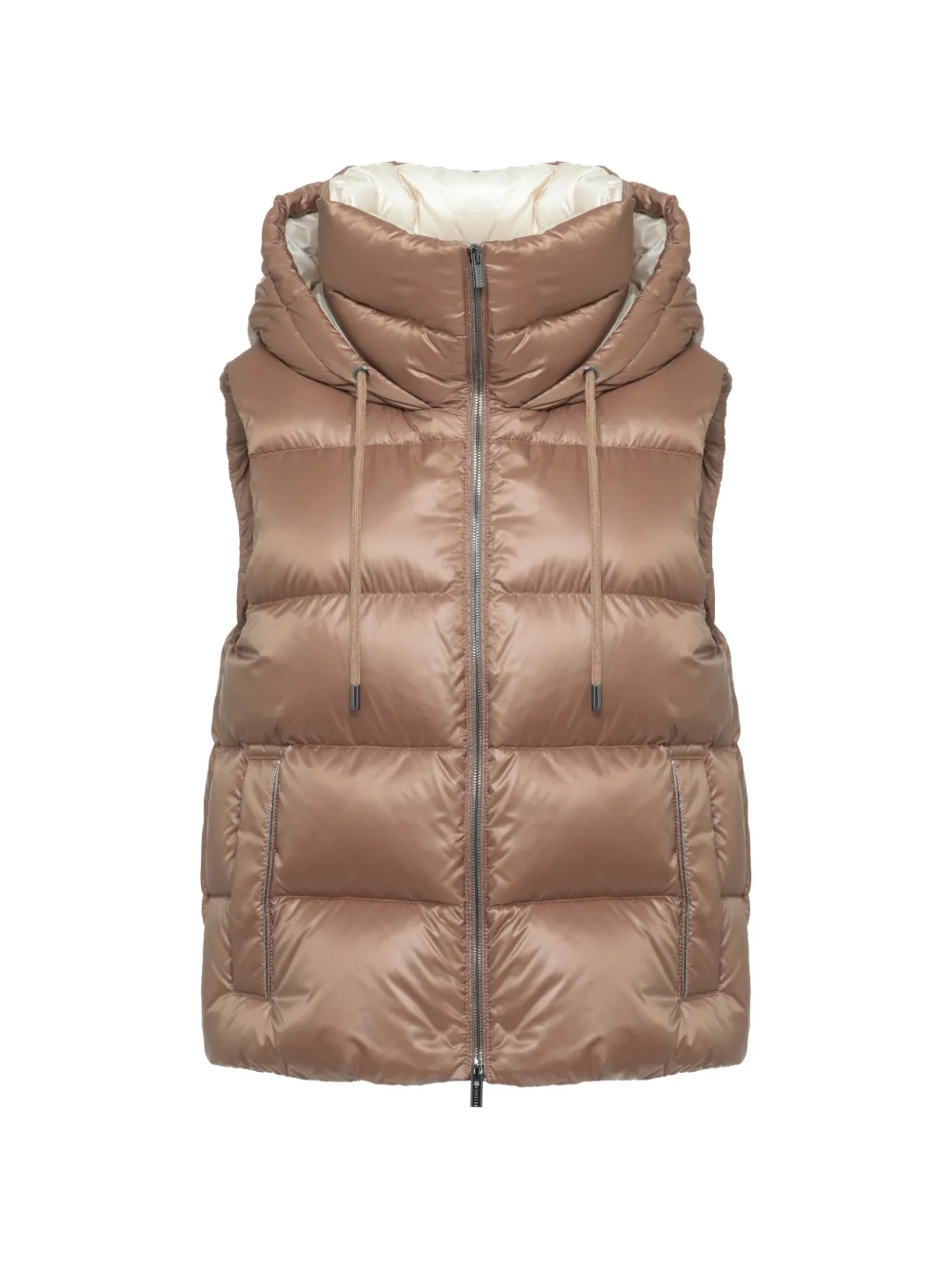 Peserico high-neck hooded gilet - Marron