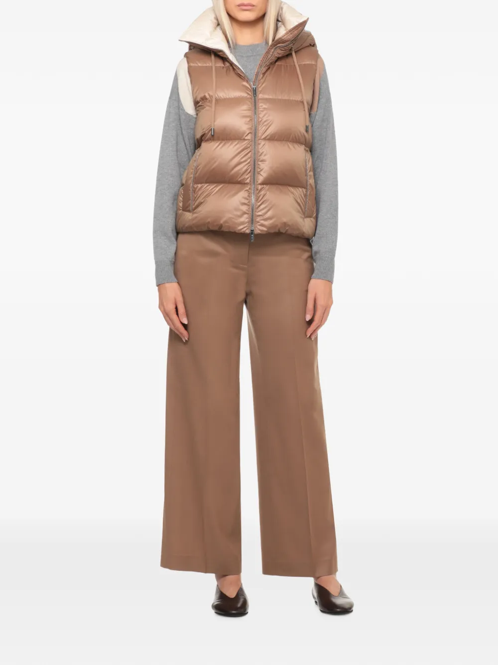 Peserico Bodywarmer met capuchon Bruin