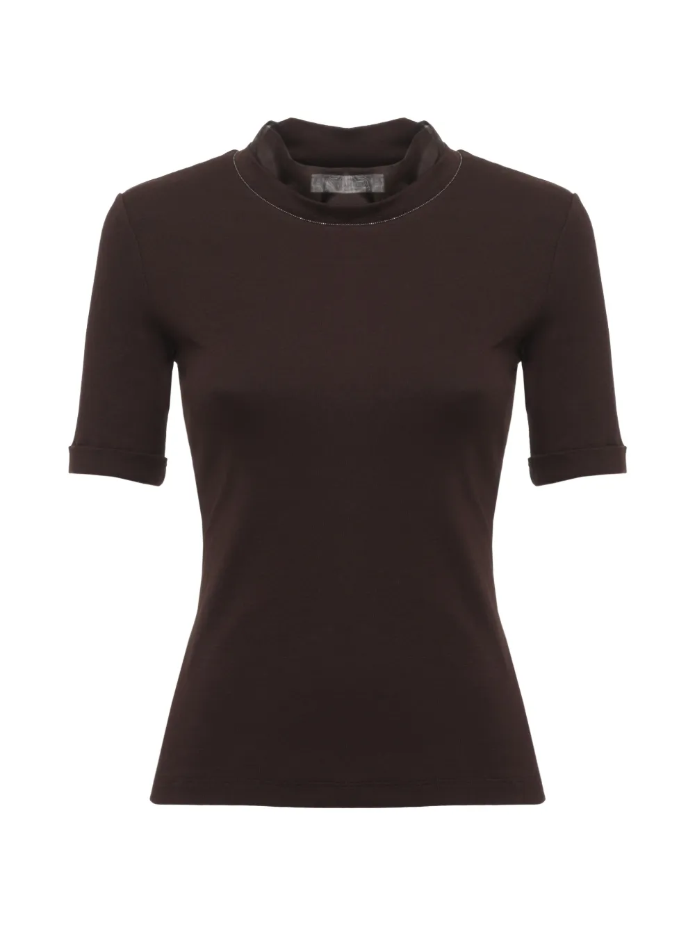 PANICALE collar-detail short-sleeve T-shirt - Marron