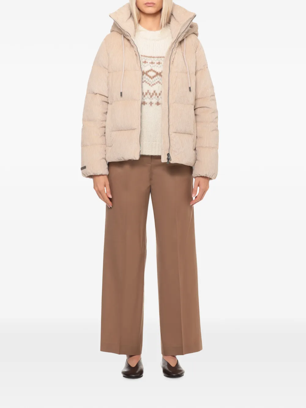 Peserico Gewatteerd ribfluwelen jack Beige