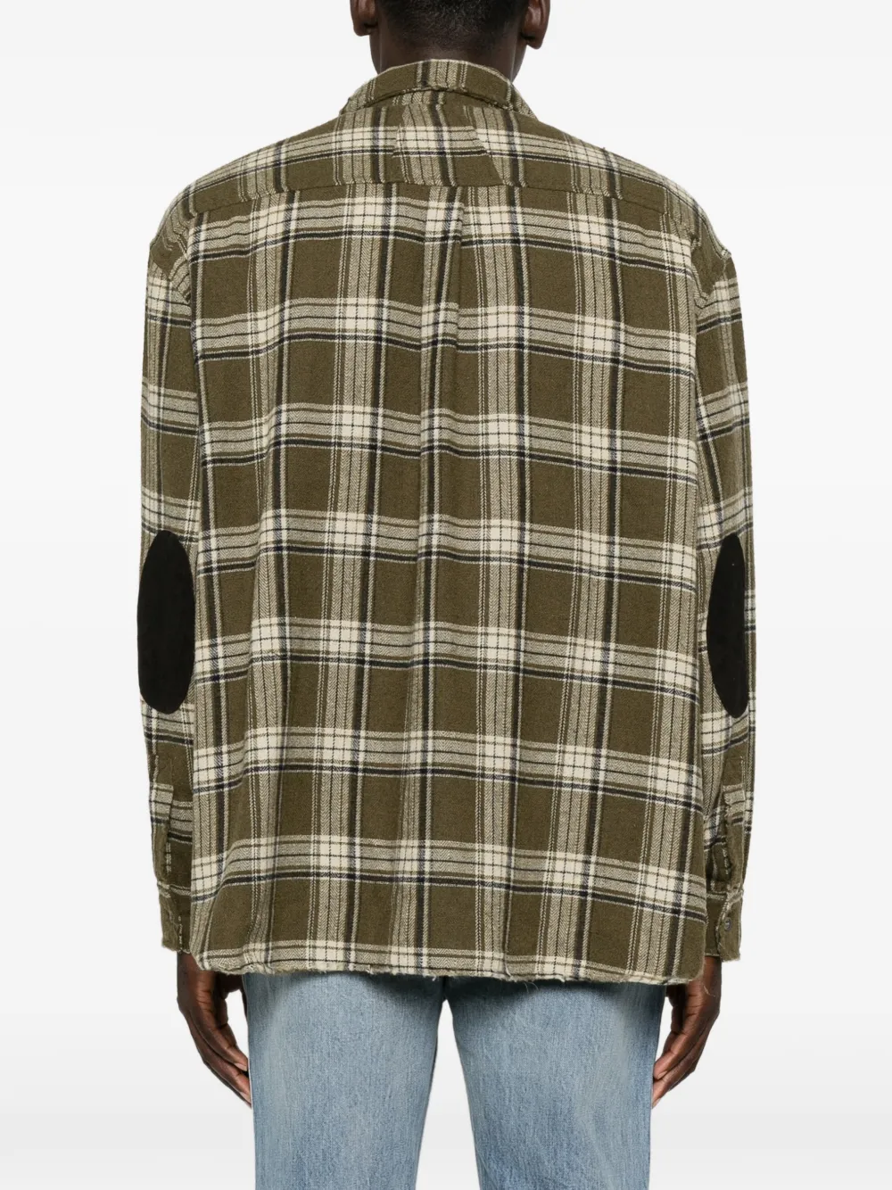 RHUDE Geruit overhemd met gerafeld effect Groen
