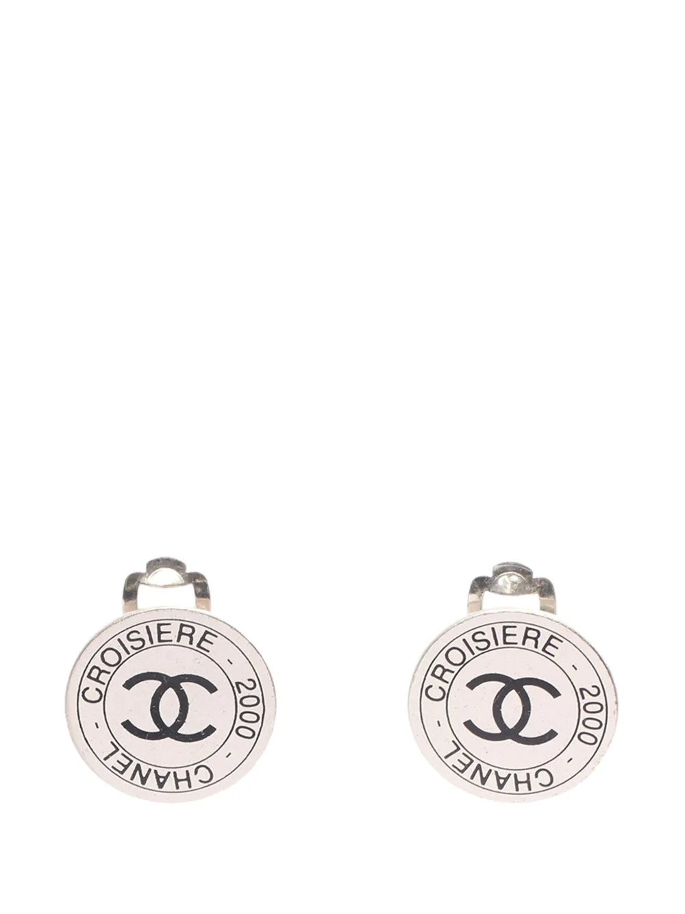 CHANEL Pre-Owned 2000 CC Brass Croisiere Round Clip On Earrings costume earrings - Argento