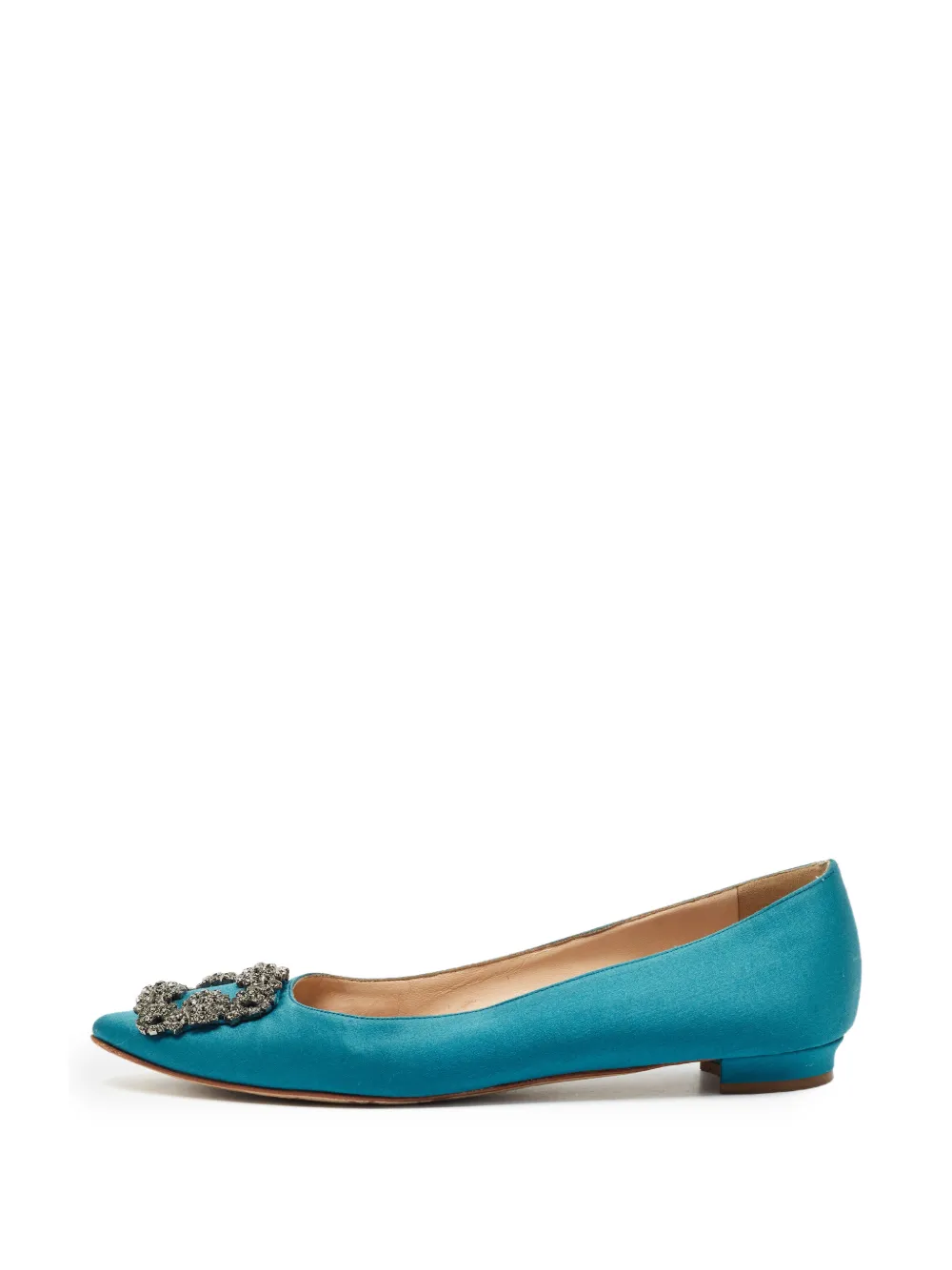 Manolo Blahnik Hangisi crystal-embellished ballet flats - Blu