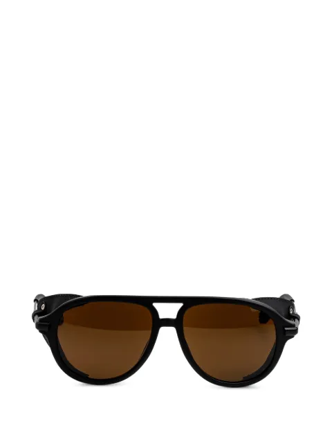 Vuarnet pilot-frame leather-trim sunglasses