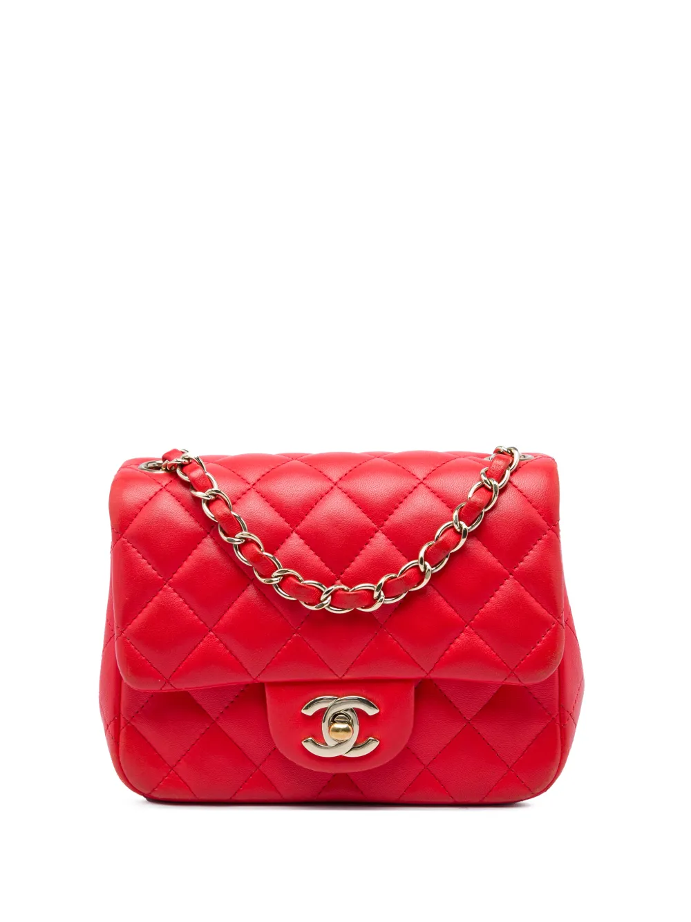 CHANEL Pre-Owned 2016-2017 Mini Square Classic Lambskin Single Flap crossbody bag - Rosso