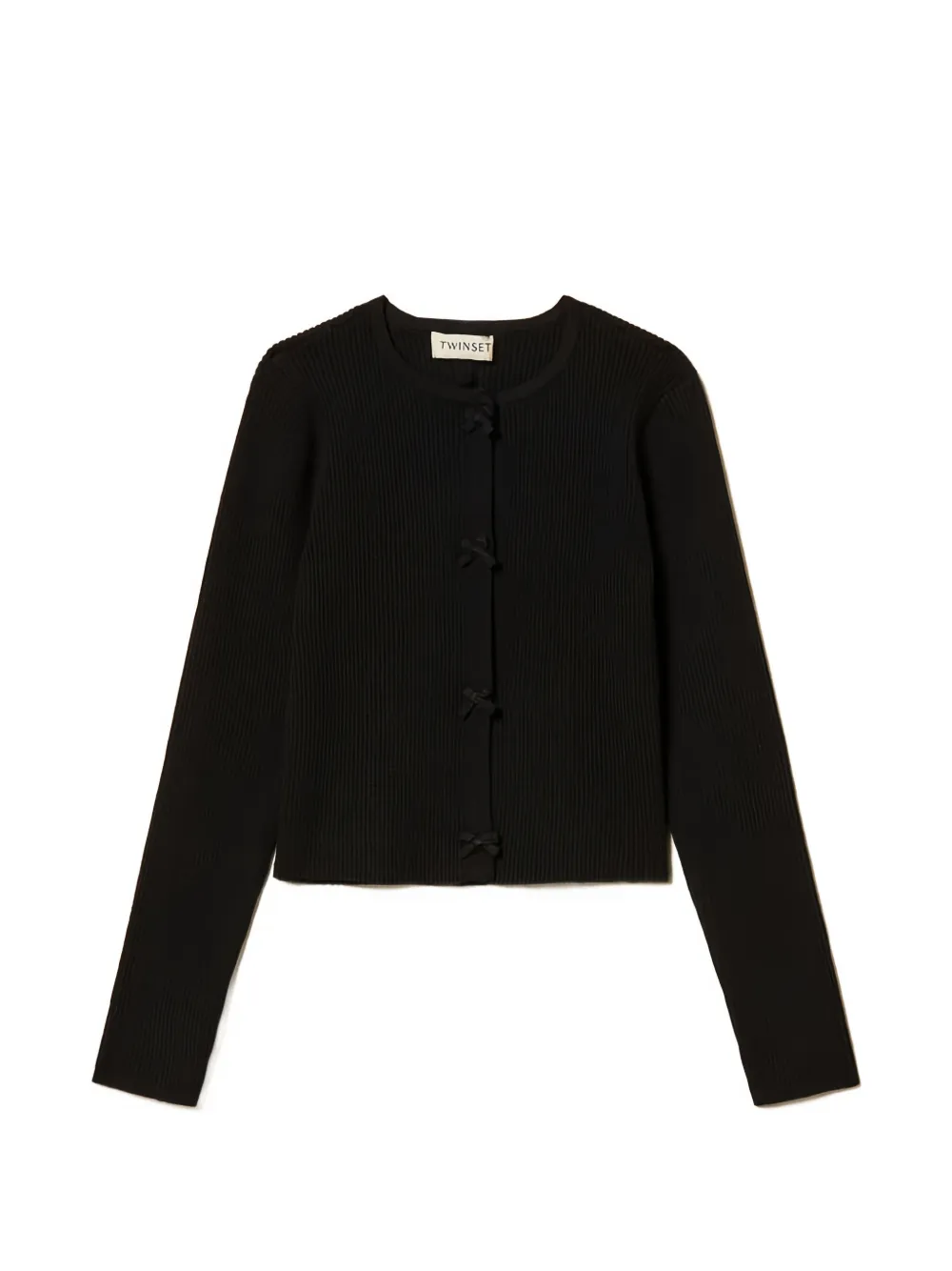 TWINSET Kids ribbed-knit bow-detail cardigan - Nero