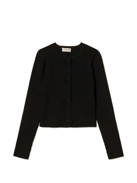 TWINSET Kids ribbed-knit bow-detail cardigan