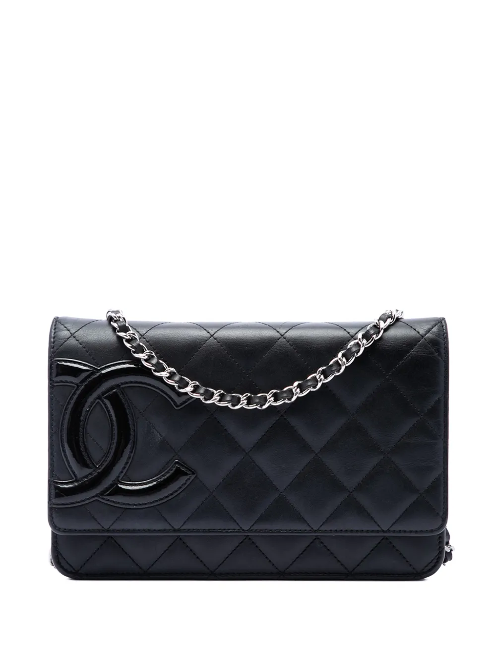 CHANEL Pre-Owned 2012 Quilted Lambskin Cambon Ligne Wallet On Chain crossbody bag - Black
