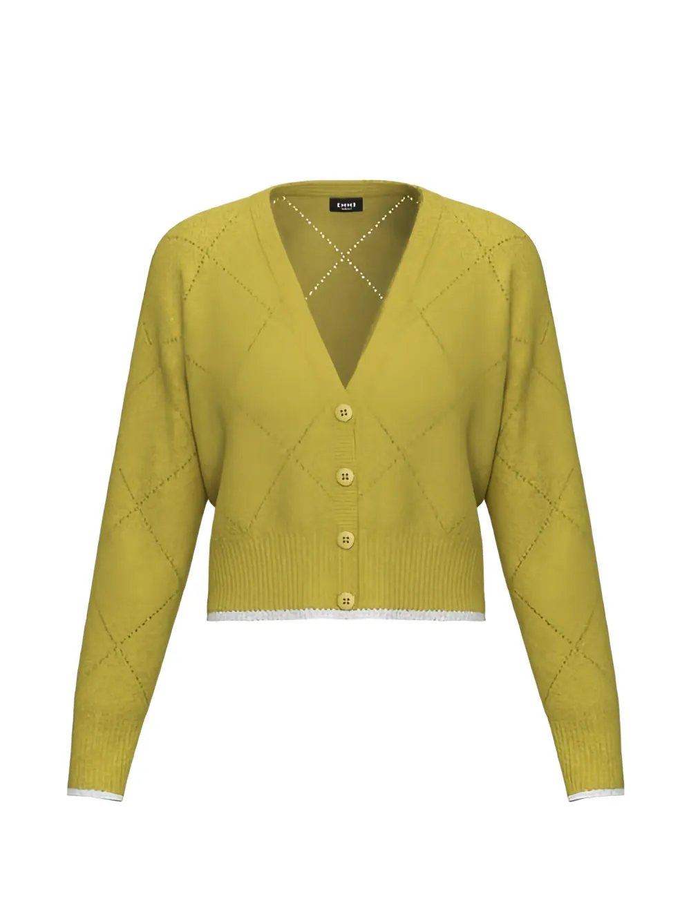 Marella Argyle-knit Button-up Cardigan In Yellow