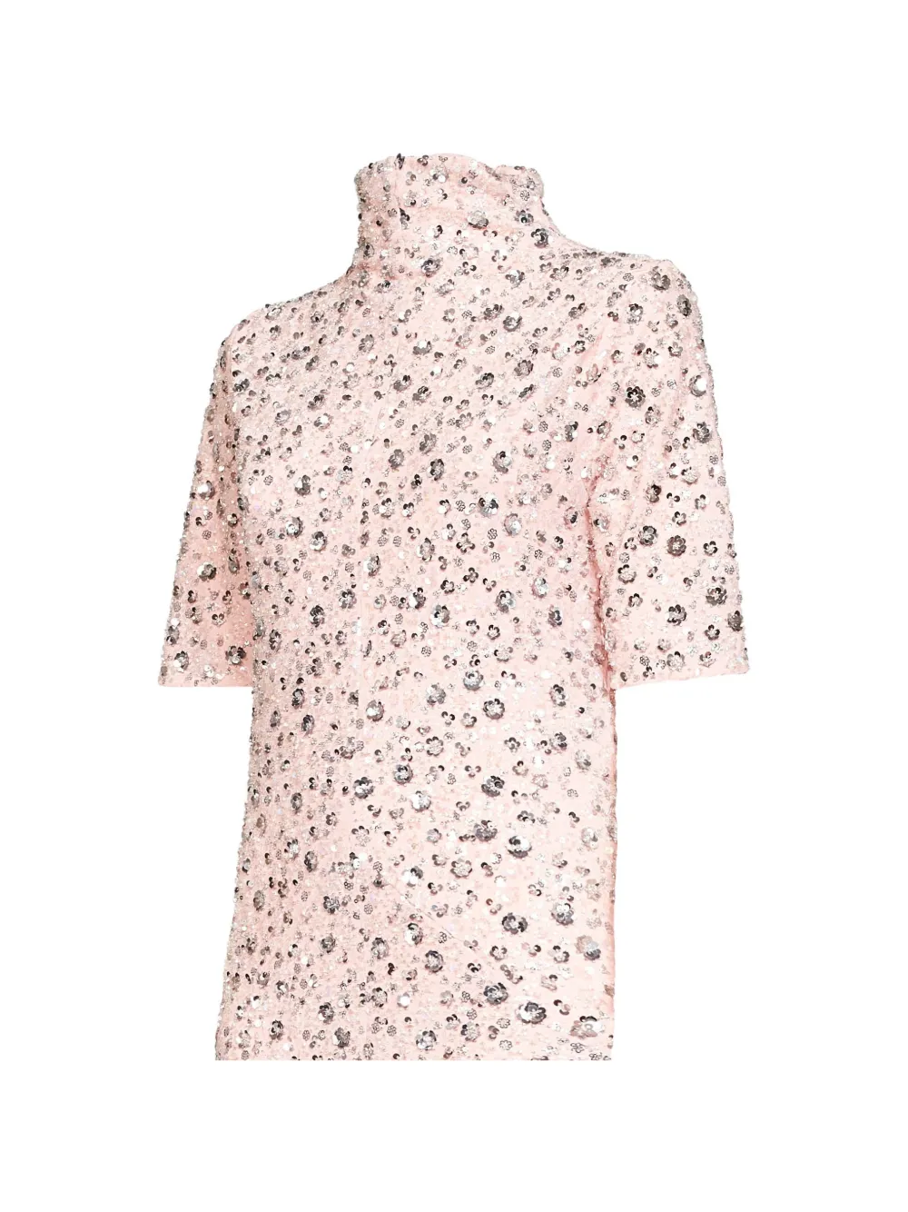 Rabanne Jurk met geborduurde bloemen en pailletten Roze