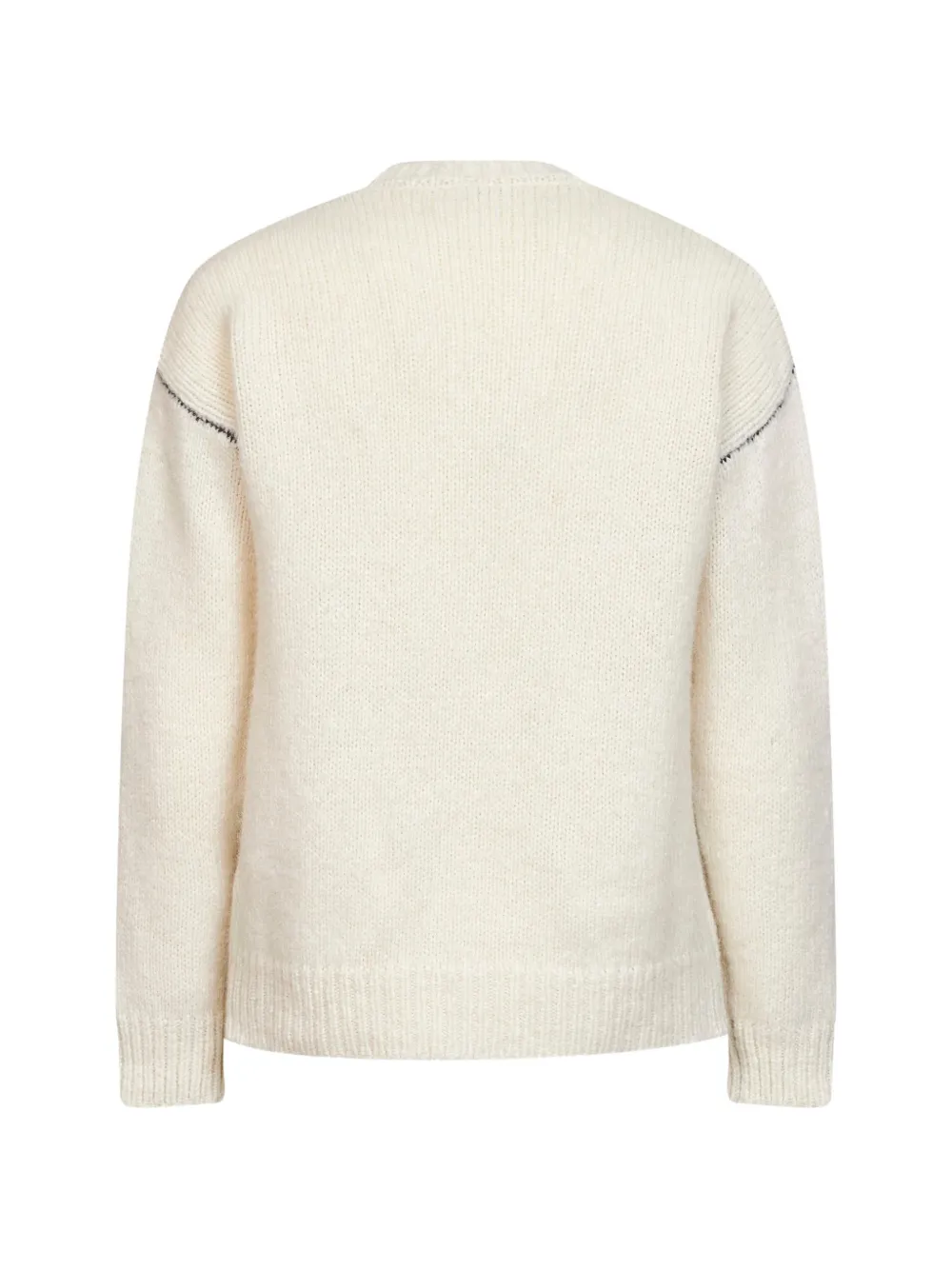 Roberto Collina Trui met contrasterende stiksels en ronde hals Beige