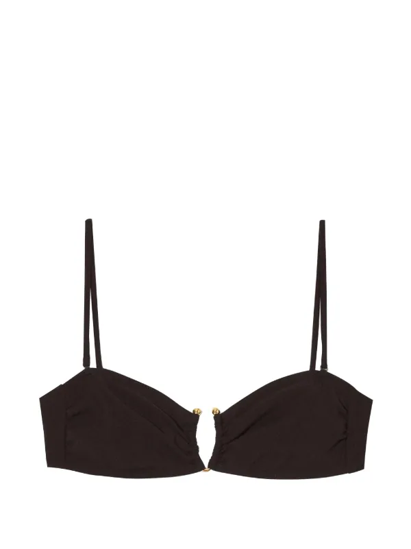 Nili Lotan Ruched Bandeau Bikini Top in Brown