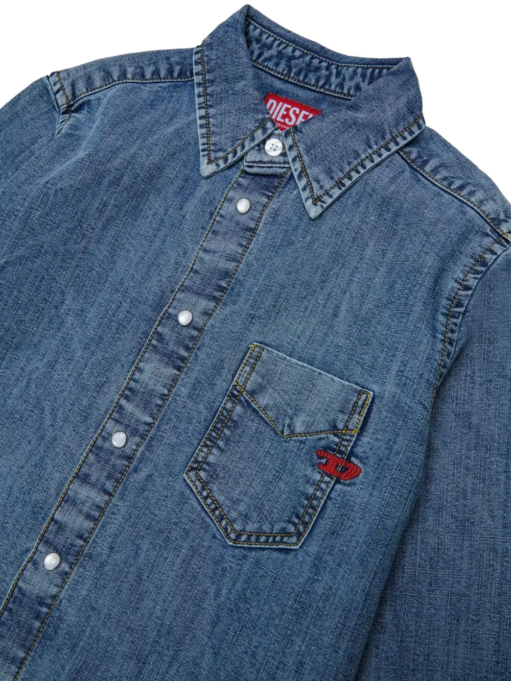 Diesel Kids Spijkershirt met geborduurd logo Blauw