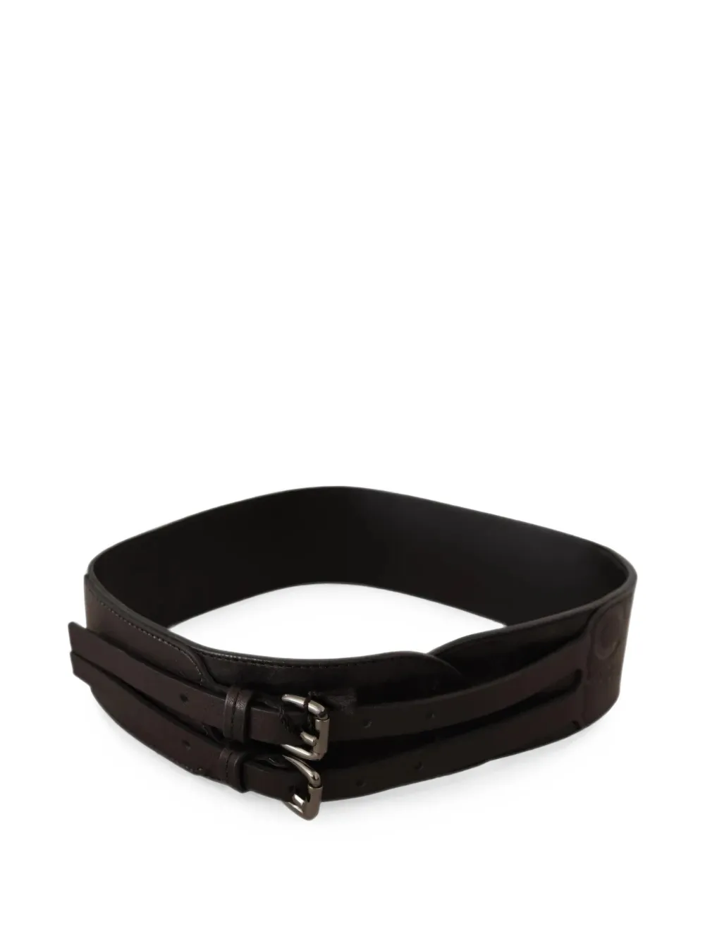 Costume National Riem met dubbele gesp en logo-reliëf Bruin
