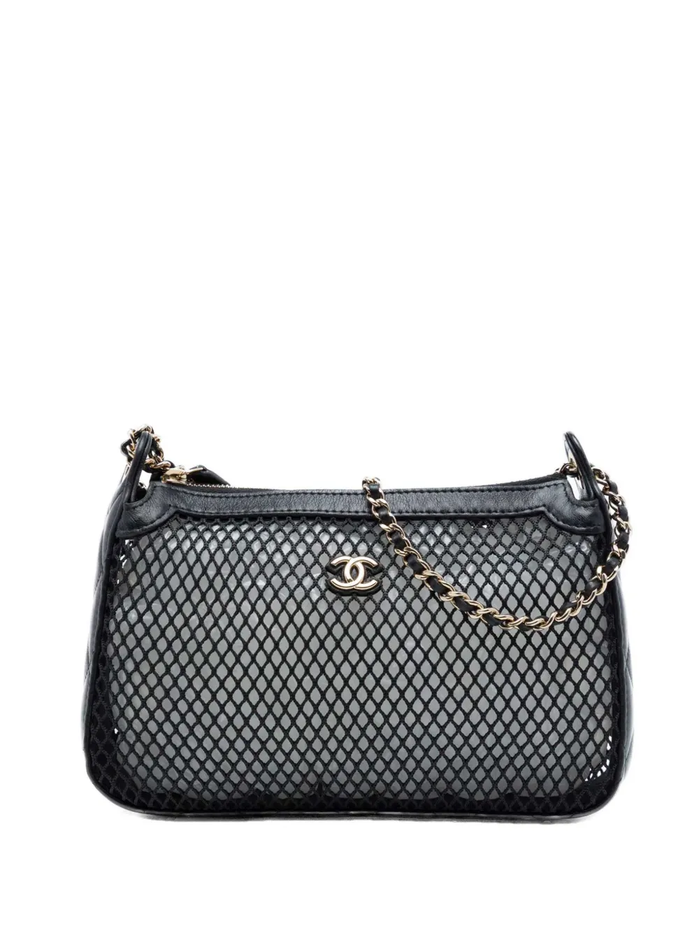 CHANEL Pre-Owned 2021-2026 CC Mesh and Shiny Lambskin Clutch with Chain shoulder bag - Nero