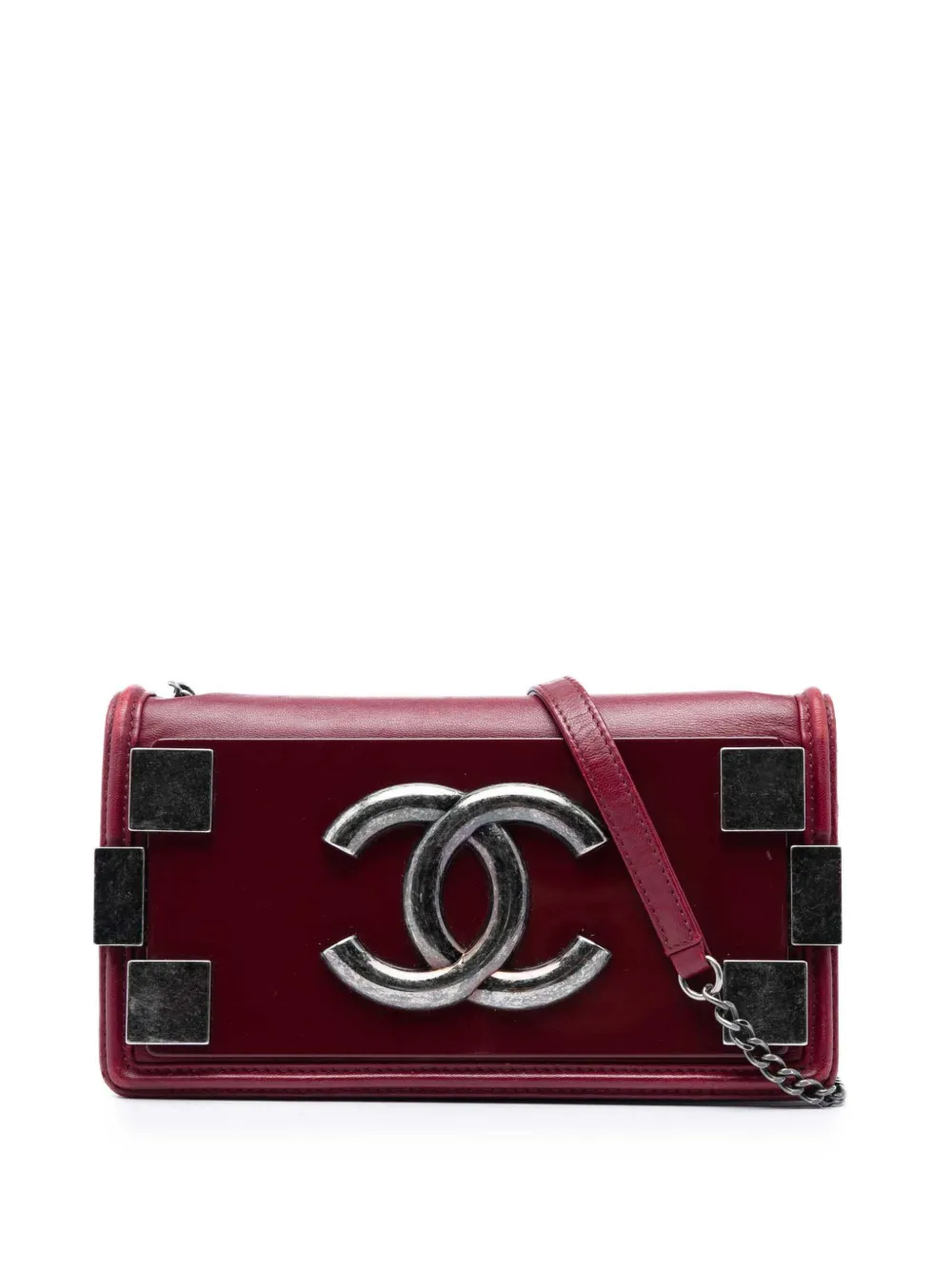 CHANEL Pre-Owned 2013-2014 Lambskin and Acrylic Boy Brick Horizontal Flap crossbody bag - Rosso