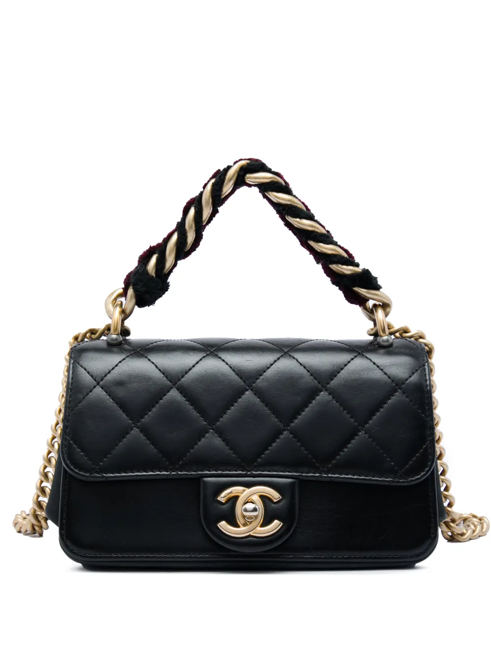 CHANEL Pre-Owned 2018-2019 Mini Quilted Calfskin Straight Lined Flap satchel - Nero