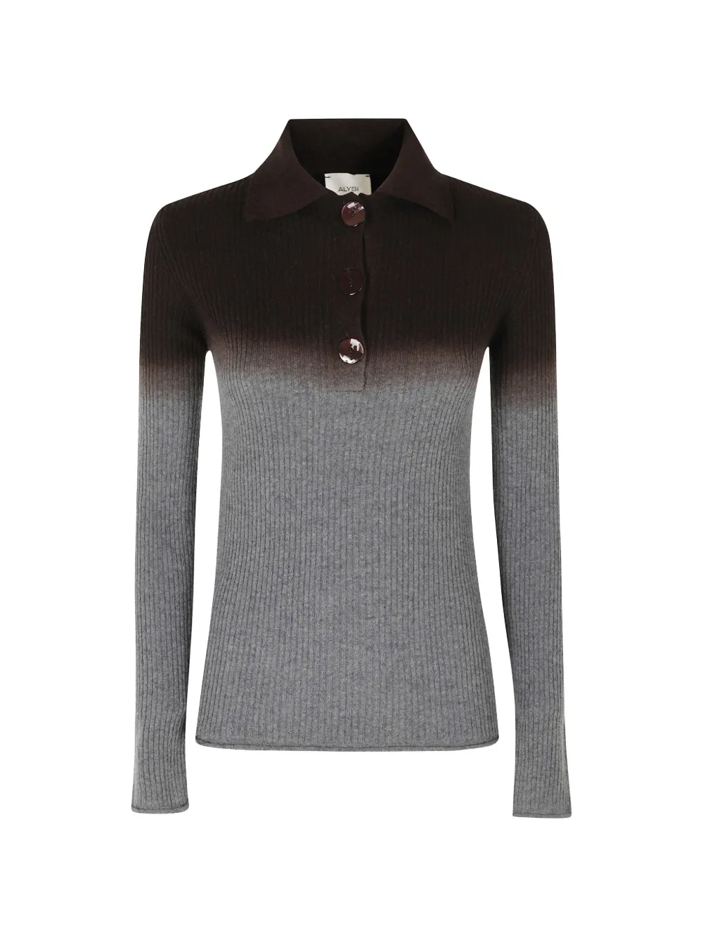Alysi ombre-effect ribbed-knit polo shirt - Grigio