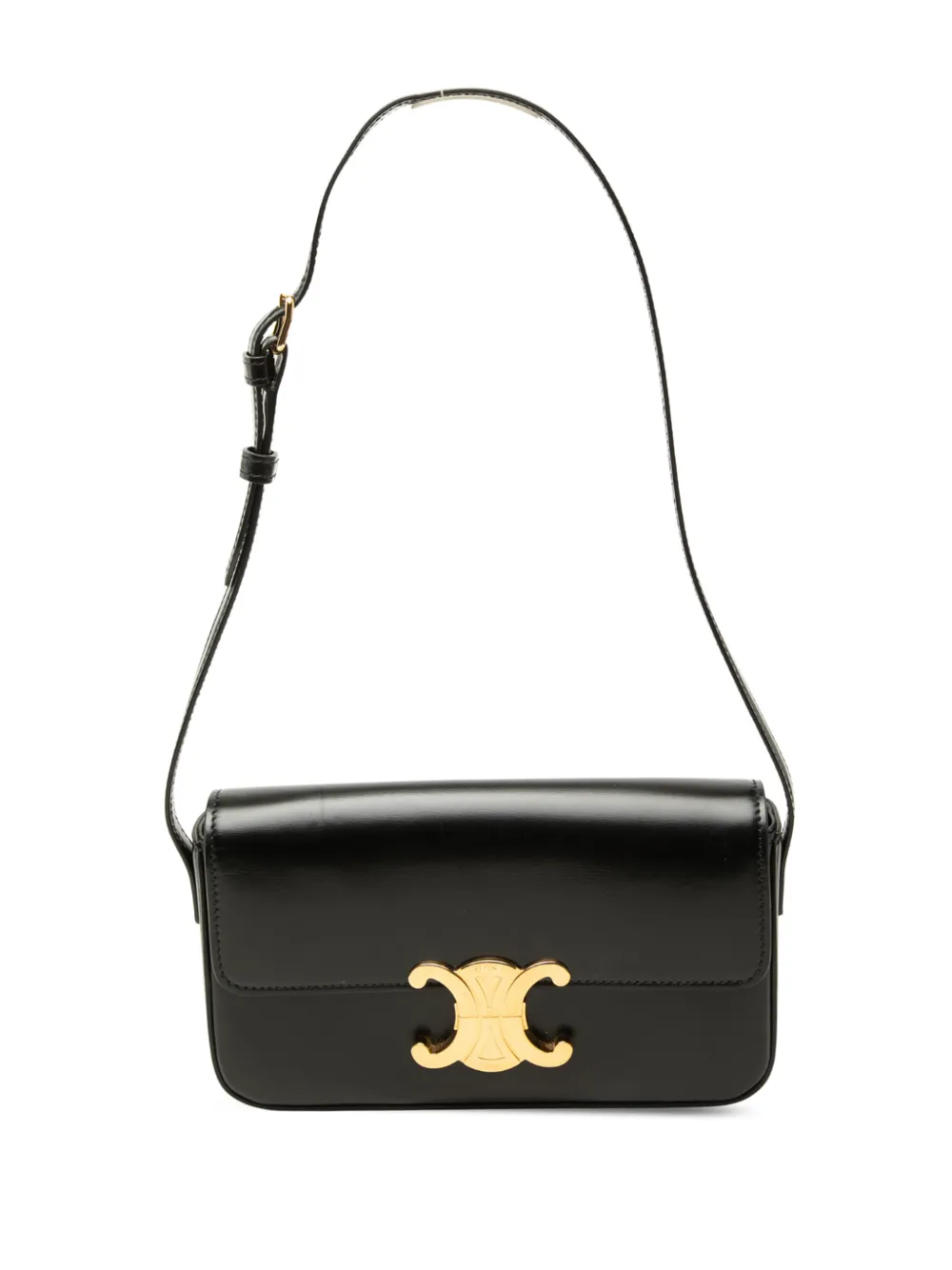 Celine Pre-Owned 2021 Shiny Calfskin Triomphe Claude shoulder bag - Black