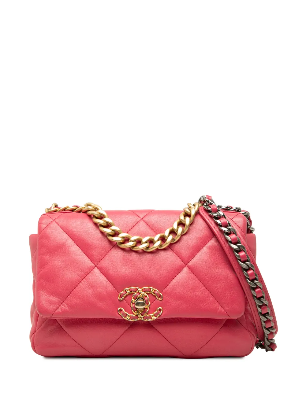 CHANEL Pre-Owned 2020 Medium Lambskin 19 Flap satchel - Rosa
