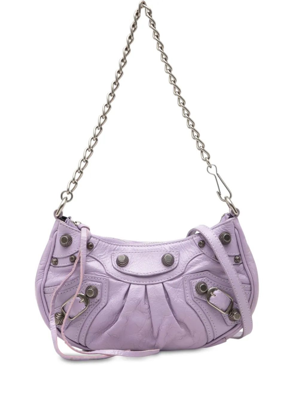Balenciaga Pre-Owned 2010 mini Motocross Le Cagole Satchel-Tasche aus Lammleder in Metallic-Optik - Violett
