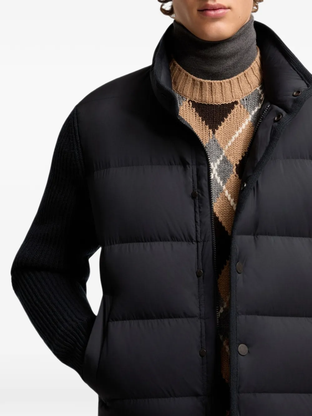 Moncler Donsjack met vlakken Zwart