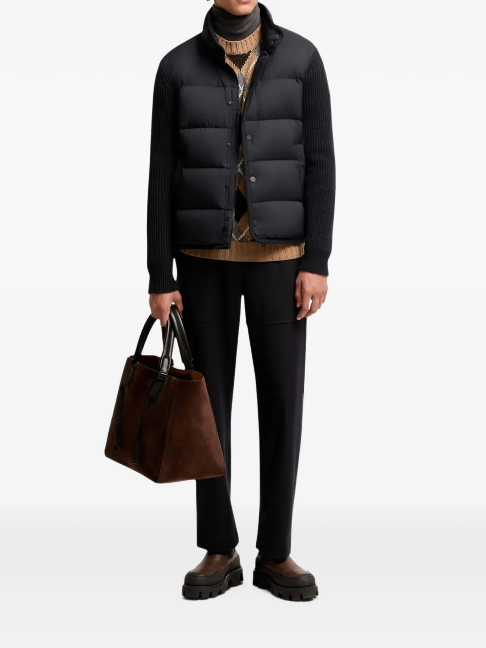 Moncler Donsjack met vlakken Zwart
