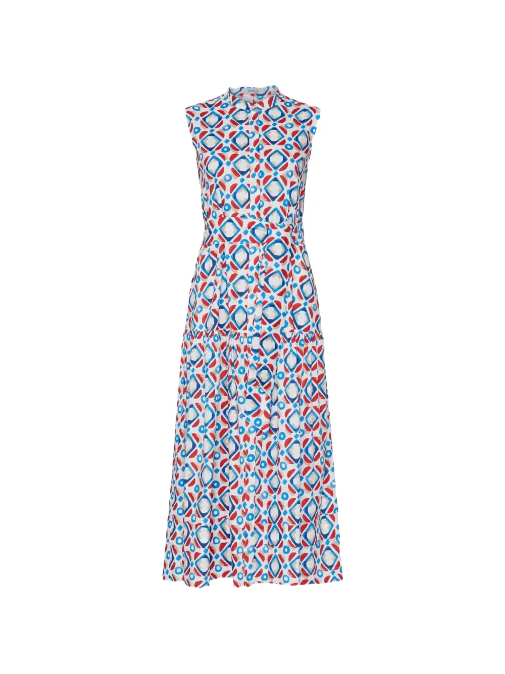 Marella Geometric-print Belted Maxi Dress In Multi