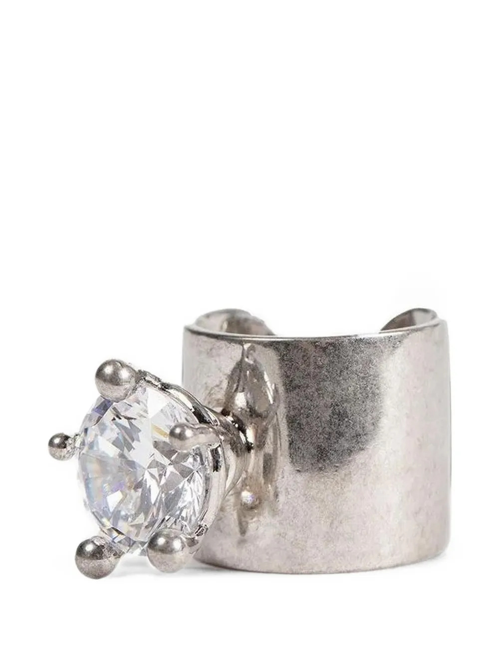 Panconesi Armour Ring Small With Diamonds In Silver