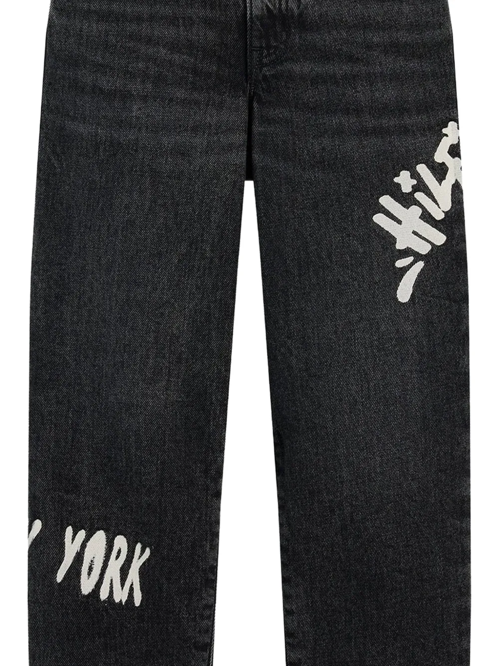 Tommy Hilfiger Junior Aop straight jeans met logo-print Zwart