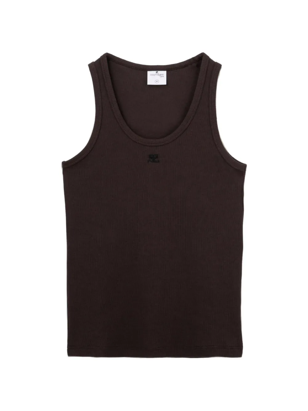 Courrèges logo-embroidered ribbed tank top