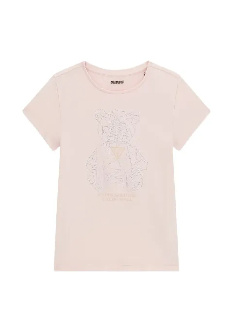 guess kids rhinestone-embellished bear-print T-shirt